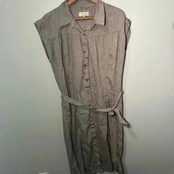 NWOT CREAM earthy  tone linen blend dress 42/XL - Picture 9 of 10